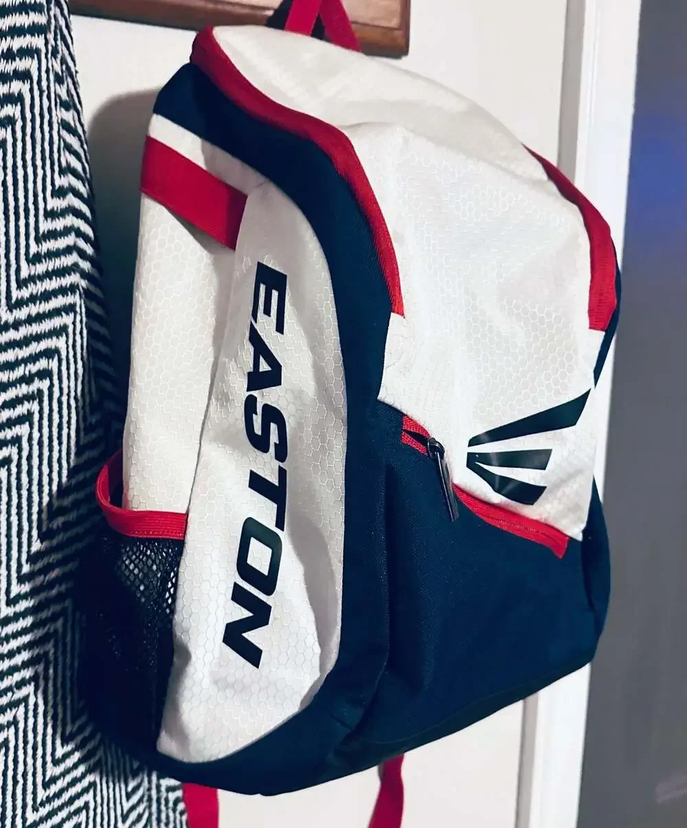 Easton BB/SB Player Backpack White Red Navy Baseball Softball Bag